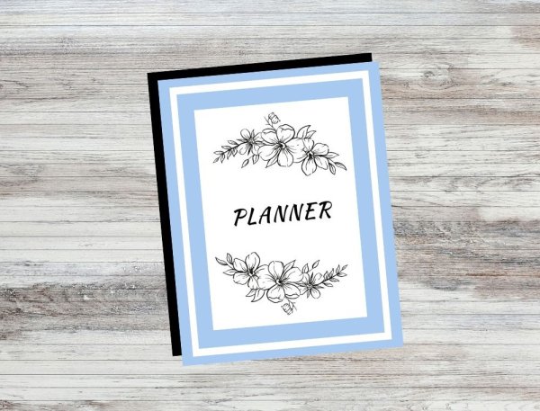 Undated Blue Floral Planner Daily Weekly Monthly