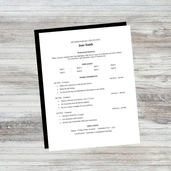 Resume Template Doc File